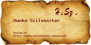 Haska Szilveszter névjegykártya